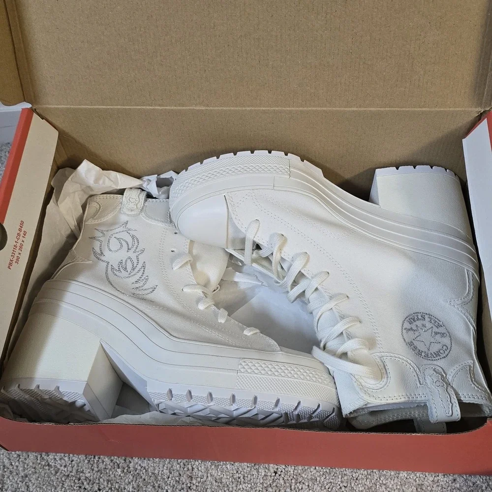 Converse Chuck 70 De Luxe Heel Hi A10335C‎ Vintage White Womens Sz 10 Festival